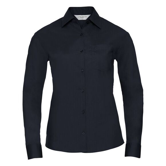 Russell Collection Womens/Ladies Poplin Easy-Care Long-Sleeved Shirt / French Na - Picture 1 of 3